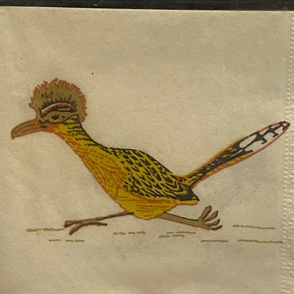Contempo Roadrunner Napkin Coaster Set Cream New‎ Vintage MCM